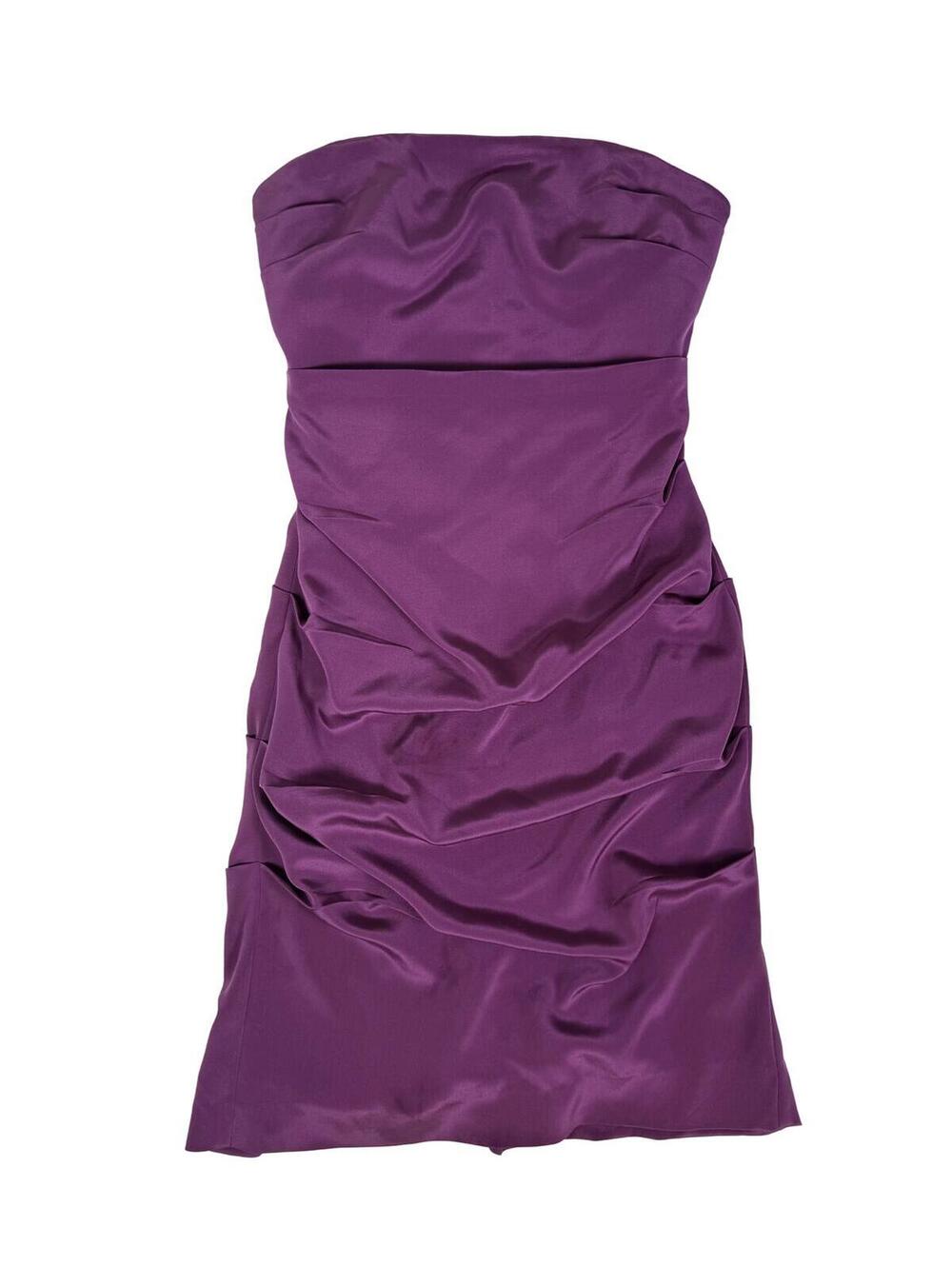 y2k nicole miller silk mini dress ✶ plum strapless party dress